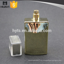 Botella de perfume de recubrimiento UV de oro de 100 ml con bomba y tapa